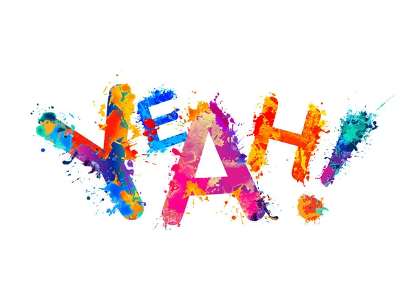 Word Yeah! Splash paint letters — Stock Vector