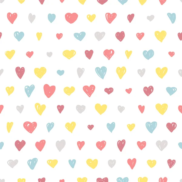 Χωρίς ραφή πρότυπο - επίπεδη doodle καρδιές — Διανυσματικό Αρχείο