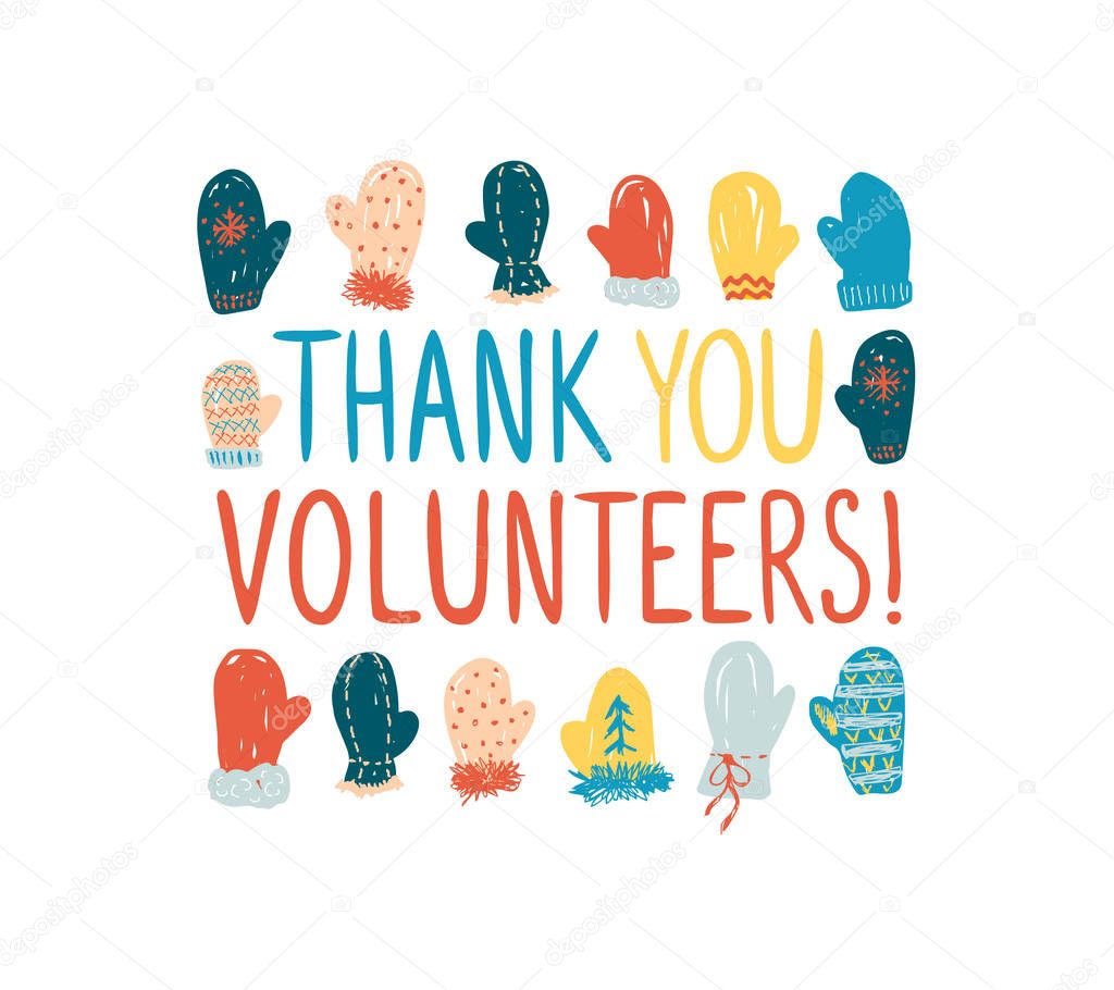 Thank you volunteers! Vector greeting card
