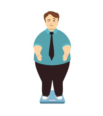 Kilo kaybı. Kilolu adam ölçekler winks.