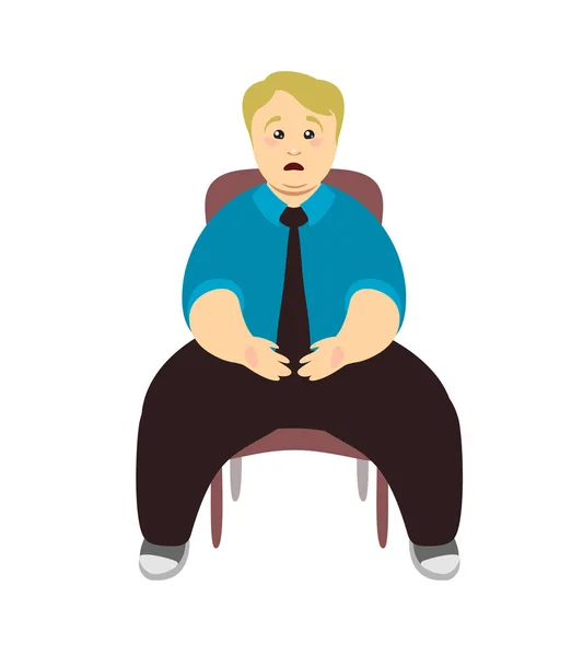 Homme en surpoids assis sur une chaise — Image vectorielle