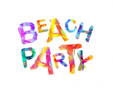 Plaj partisi. Renkli triangularletters