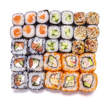  Japon yemekleri. Farklı küme rulo