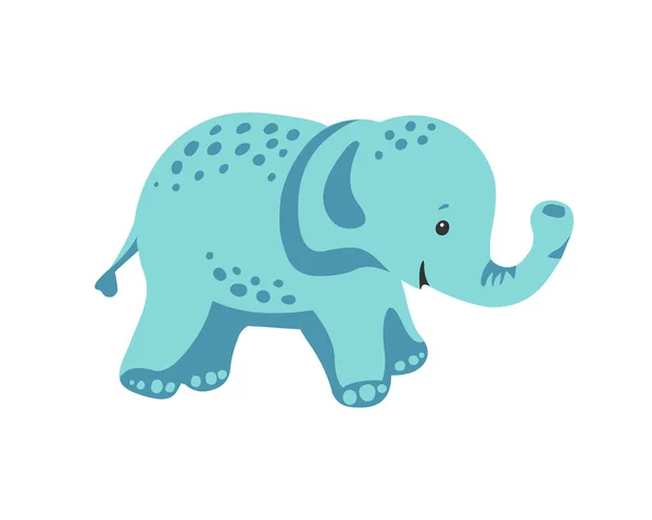 Elefante sobre fondo blanco. Lindo plano ilustración . — Vector de stock