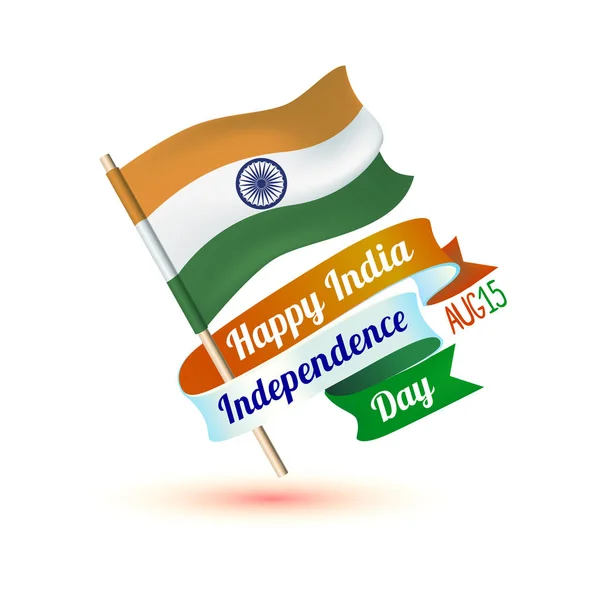 행복 한 인도 독립 날입니다. 플래그와 함께 축 하 카드 — 스톡 벡터
