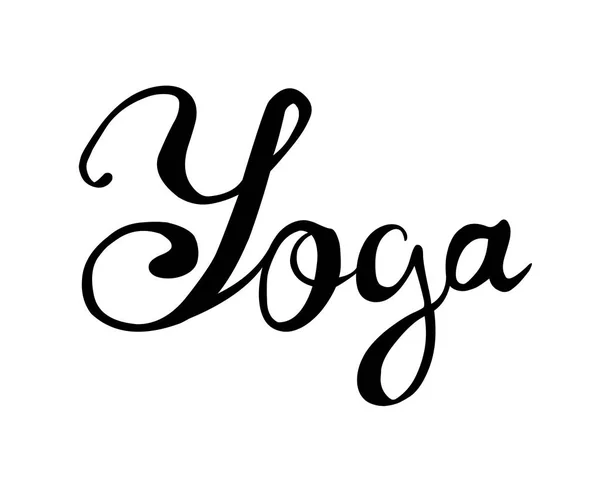 ¡YOGA! Palabra escrita a mano sobre fondo blanco — Vector de stock