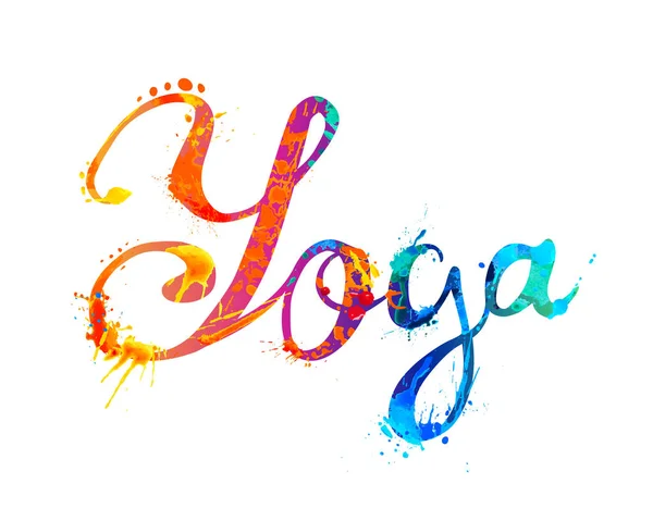 ¡YOGA! Palabra escrita a mano de pintura de salpicadura — Vector de stock