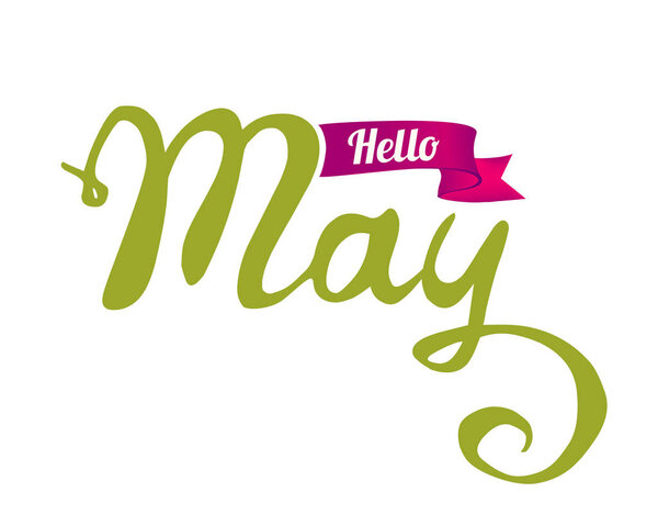 Hello May. Hand written doodle word 