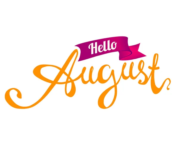 Merhaba Ağustos. El Doodle kelime yazılı — Stok Vektör