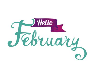 Şubat Merhaba. El Doodle kelime yazılı 