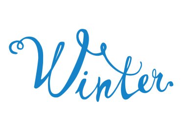 Kış. El Doodle kelime yazılı