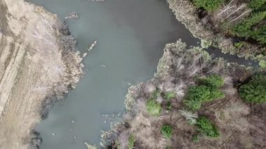 Razderikha Nehri. Moscow region, Rusya Federasyonu. Havadan görünümü bahar manzara