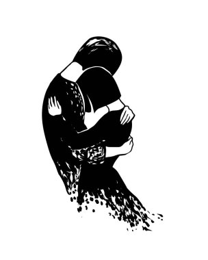 Parting. lovers hug. Vector illustration clipart