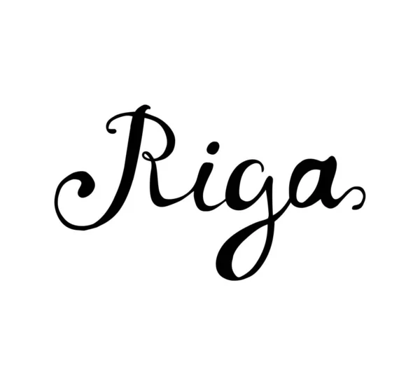 Riga. Kalligraphische Vektorbeschriftung schwarz auf weiß — Stockvektor