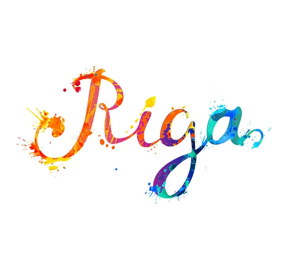 Riga. Inscripción caligráfica de pintura Splash — Archivo Imágenes Vectoriales