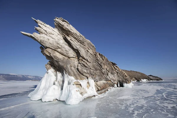Ogoi-sziget. Bajkál-tó téli táj. Oroszország — Stock Fotó