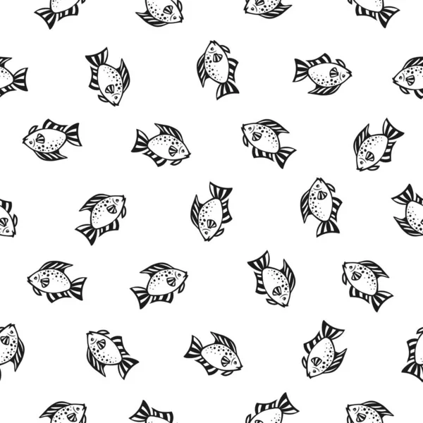 Padrão de vetor sem costura de peixes doodle — Vetor de Stock