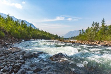 Hoisey Nehri. Putorana Platosu 'nda kutup günü, Taimyr