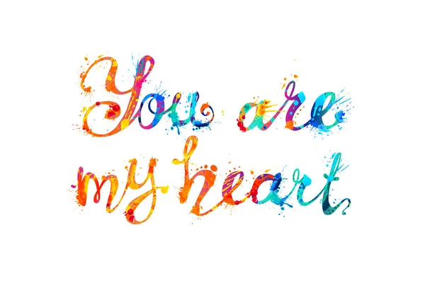Tu és o meu coração. Inscrição de letras caligráficas —  Vetores de Stock