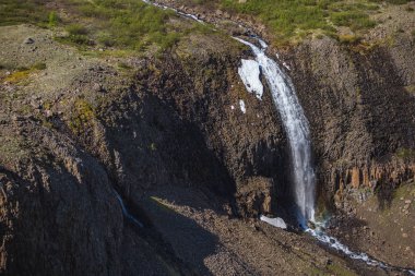 Putorana Platosu 'nda şelale, Taimyr. Rusya, Sibirya