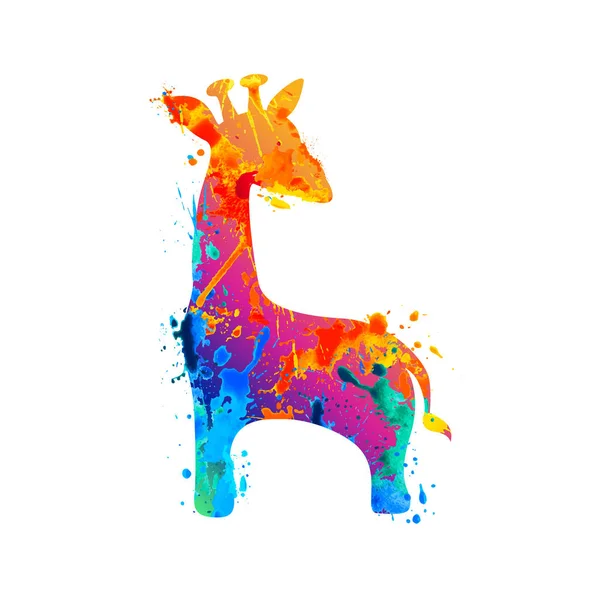 Giraffe aus Aquarell-Spritzfarbe — Stockvektor