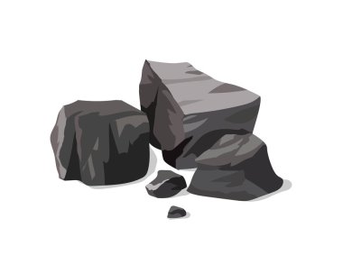 A pile of black coal on a white background clipart