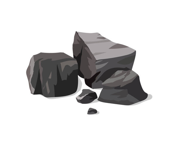 A pile of black coal on a white background