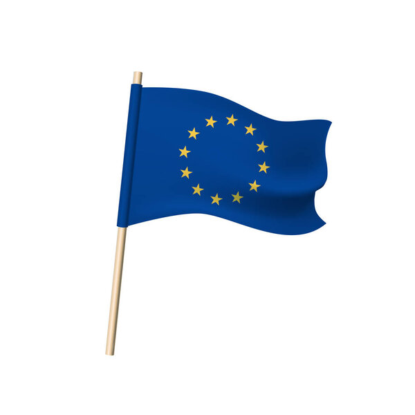 Vector flag of European Union. 12 yellow stars on blue background background.