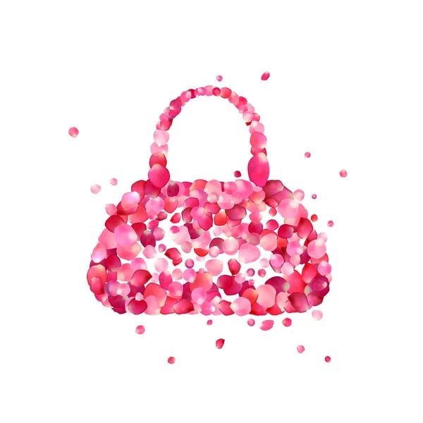 Bolsa Mão Mulher Pétalas Rosa Símbolo Vetorial —  Vetores de Stock