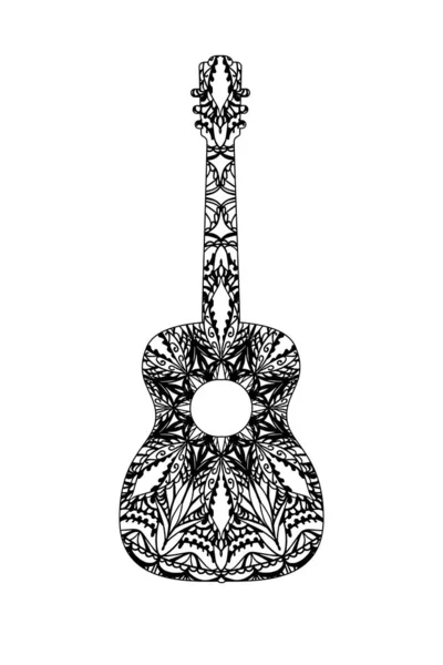 Vector Guitar Lace Pattern Black White — Stock Vector