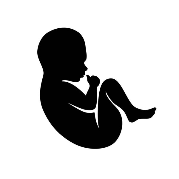 Newborn silhouette. Vector baby symbol black on white