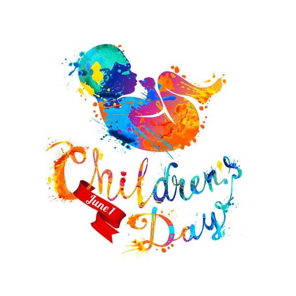 Children Day June Vector Congratulation Card — Stock Vector