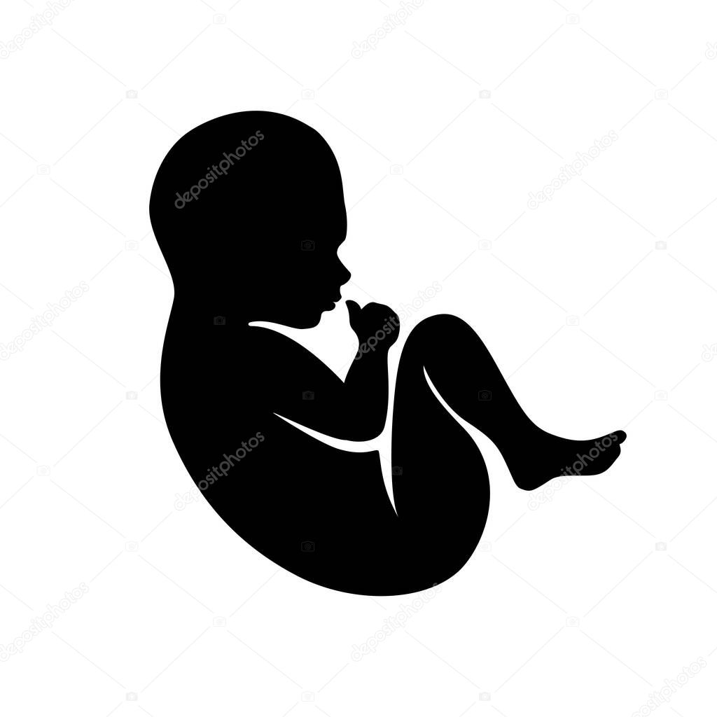 Newborn silhouette. Vector baby symbol black on white
