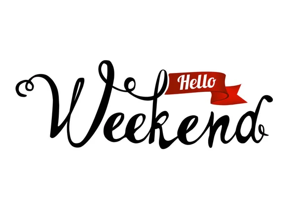 Bonjour Week End Mot Calligraphique Vectoriel Écrit Main — Image vectorielle