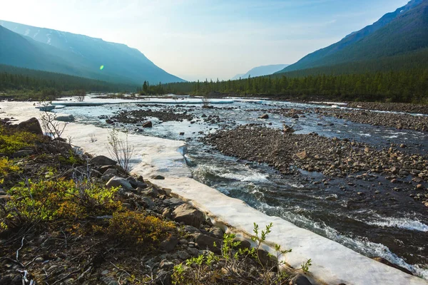 River Hoisey Día Polar Meseta Putorana Taimyr Territorio Krasnoyarsk Rusia — Foto de Stock