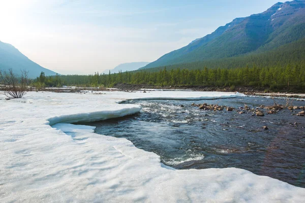 River Hoisey Día Polar Meseta Putorana Taimyr Territorio Krasnoyarsk Rusia — Foto de Stock