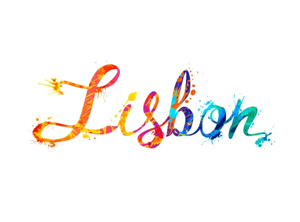 Lisboon Palabra Vectorial Salpicaduras Pintura Letras — Vector de stock
