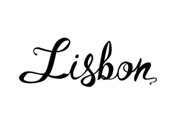 Lisboon Palabra Vectorial Cartas Escritas Mano — Vector de stock