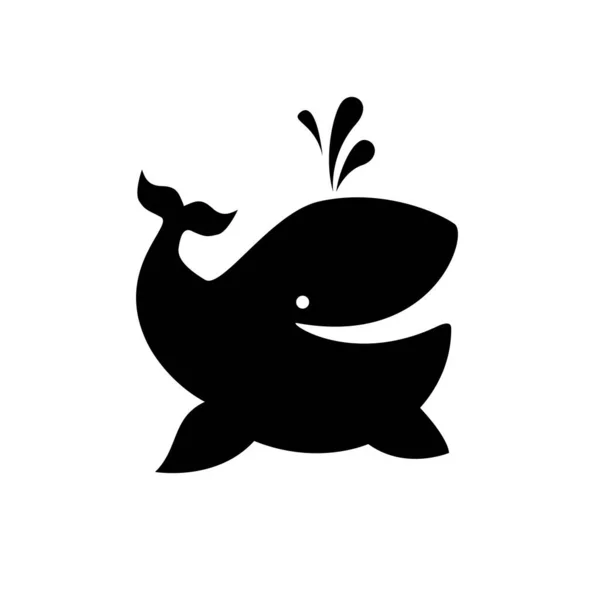 Φάλαινα Διάνυσμα Εικονίδιο Μαύρο Λευκό Σύμβολο — Διανυσματικό Αρχείο