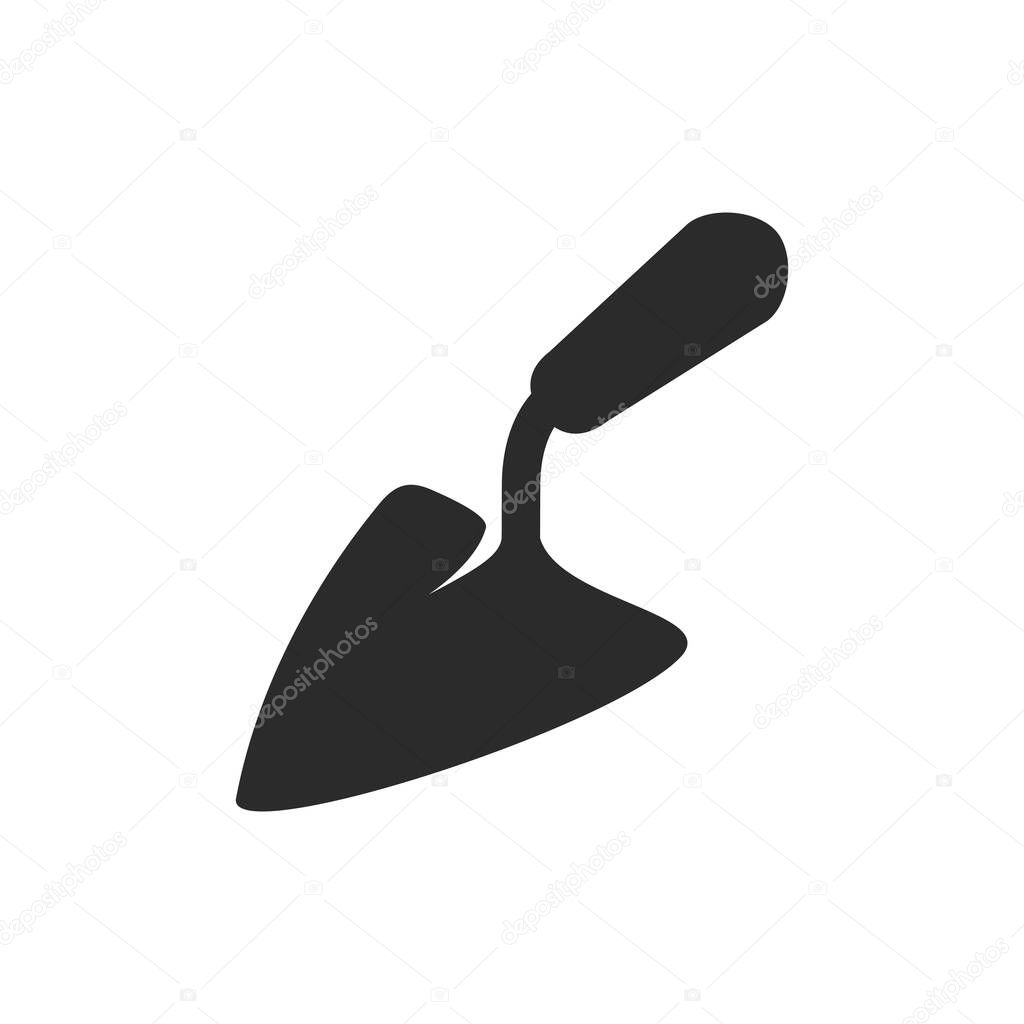 trowel vector icon. Black on white symbol