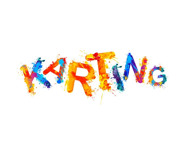 Karting Palavra Vetor Respingo Pintar Letras Coloridas — Vetor de Stock