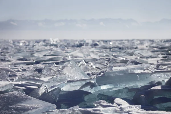 Led Floe Vesnice Listvyanka Zimní Krajina Ledový Závěj Jezera Bajkal — Stock fotografie