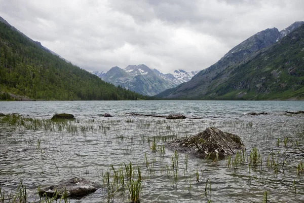 Medial Multinskiye Lago Montañas Altai Rusia Paisaje Verano — Foto de Stock