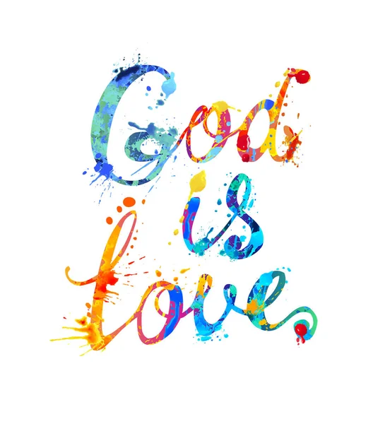 神様は愛です 書道スプラッシュ絵文字のベクトル碑文 — ストックベクタ