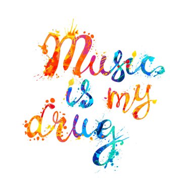 Müzik benim ilacım. Vektör suluboya hat yazısı