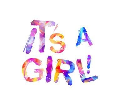 O bir kız. Üçgen renkli harflerin yazımı