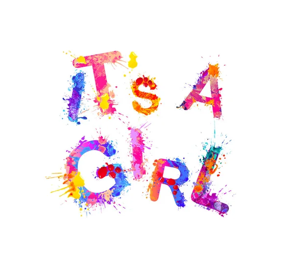 Its a girl. Inscription of splash paint letters — Stock Vector