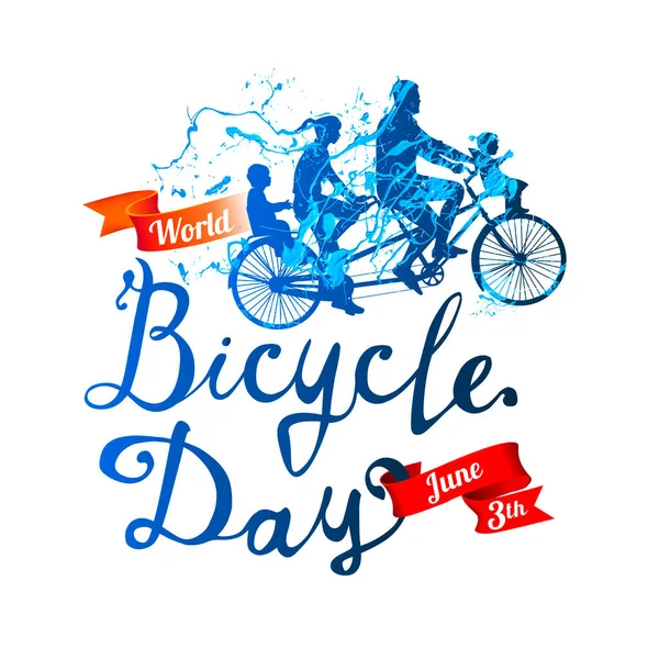 Dünya Bisiklet Günü. 3 Haziran. — Stok Vektör