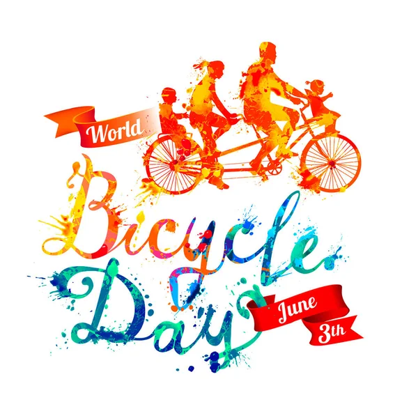 Día Mundial de la bicicleta. 3 de junio . — Vector de stock