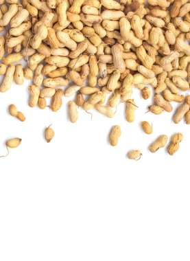 Beyaz arka plan ve kuru kabuklu fıstık. Yiyecek.